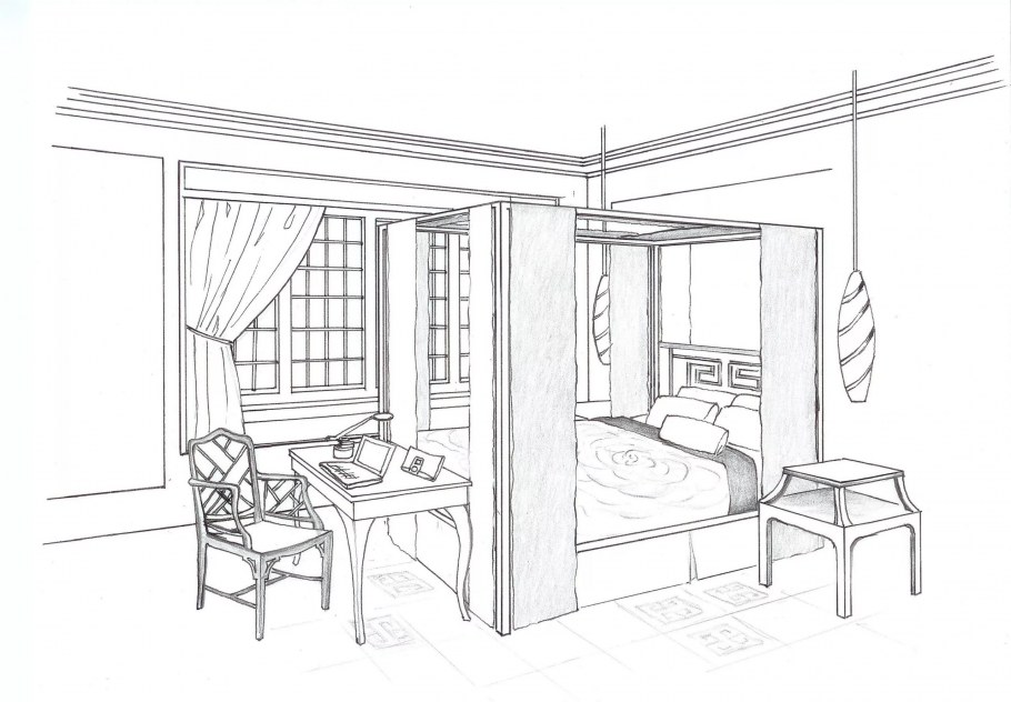 Эскиз интерьера комнаты