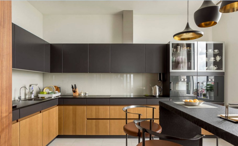 Серая матовая кухня