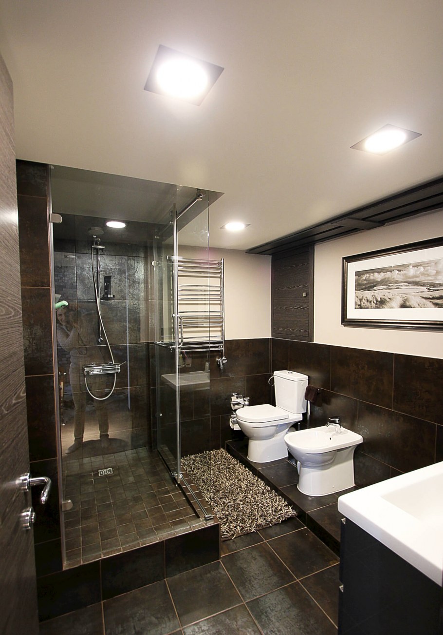 Туалет Объединенные с ванной в стиле лофт очень маленькая площадь