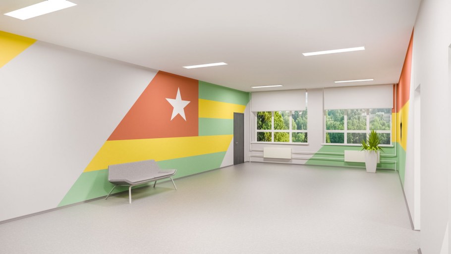 Помещение в зеленых тонах