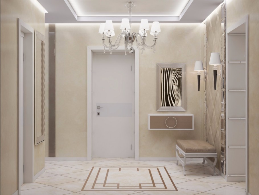 Интерьер квадратной прихожей