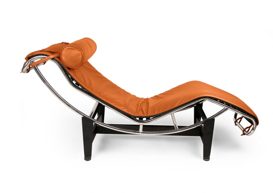 Шезлонг «Chaise longue in pelle e metallo»