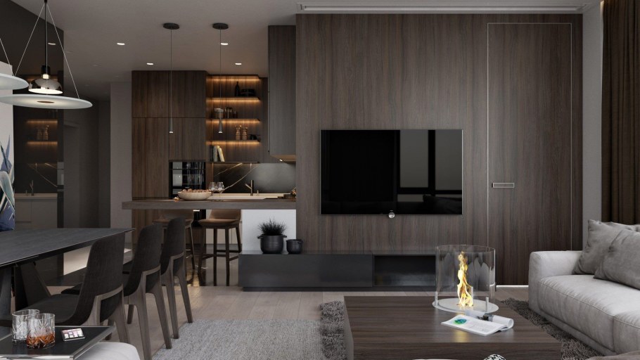 Кухня-гостиная в современном стиле