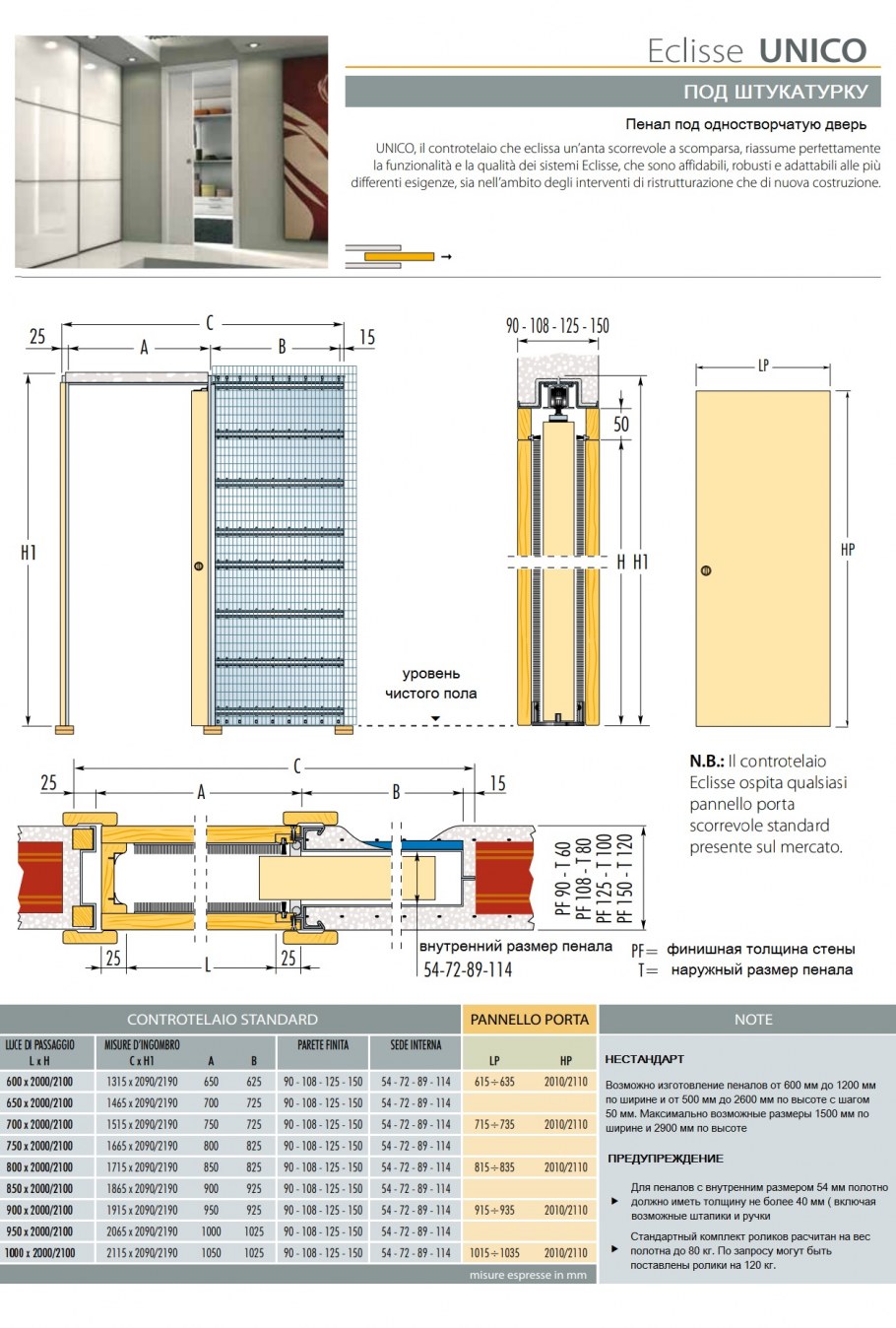 Дверь с фрамугой ALUTECH чертеж