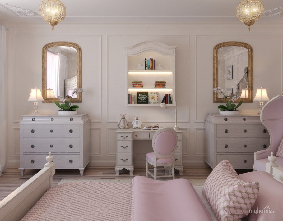 Подростковая спальня для девочки в классическом стиле