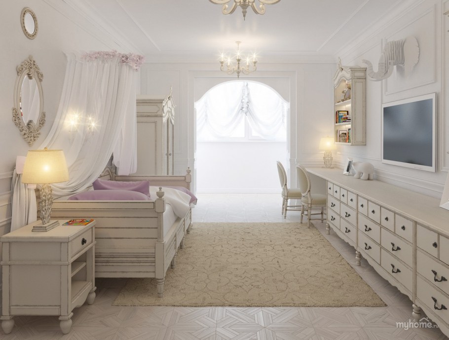 Комната для девочки классика светлая