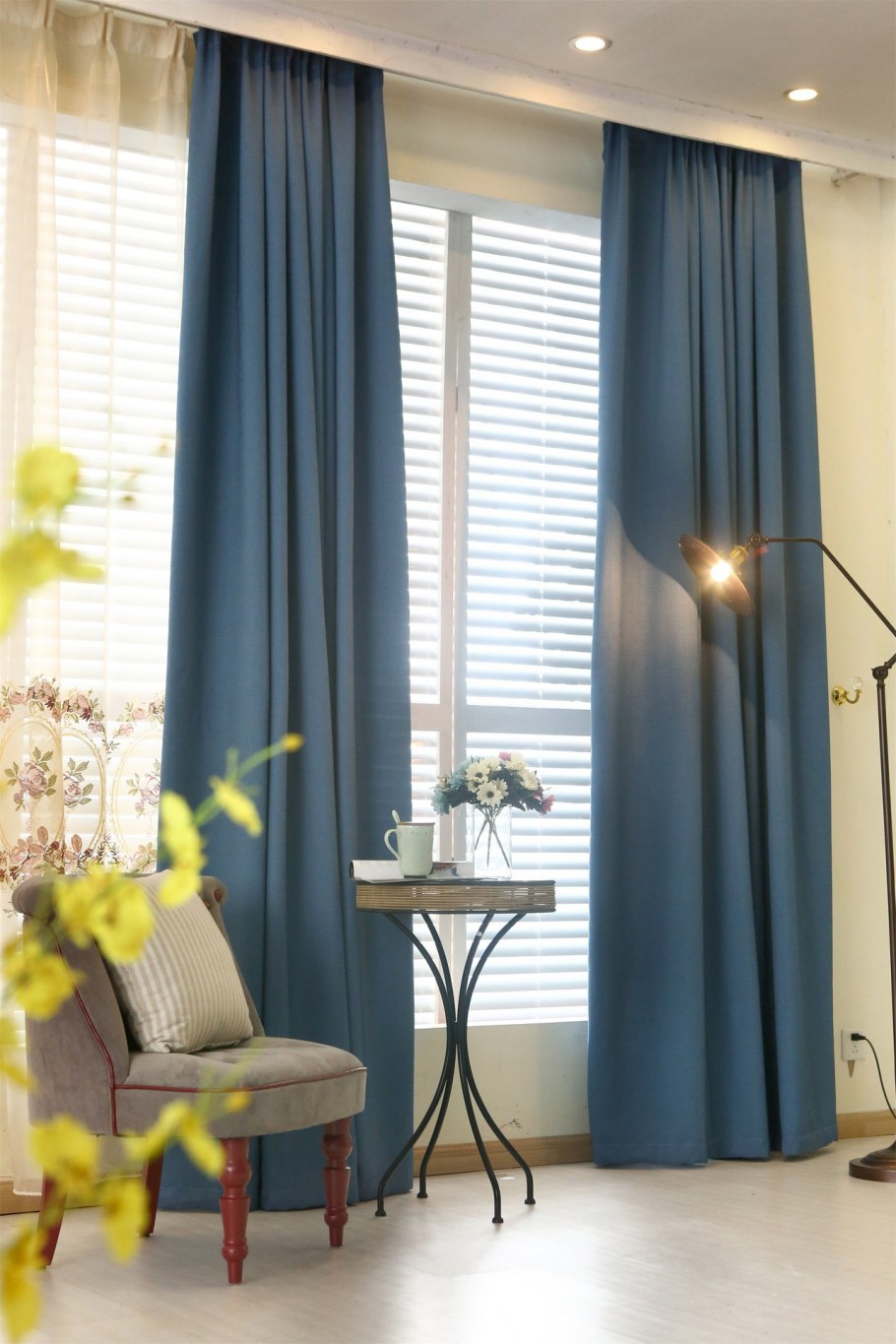 Рогожка синяя шторы