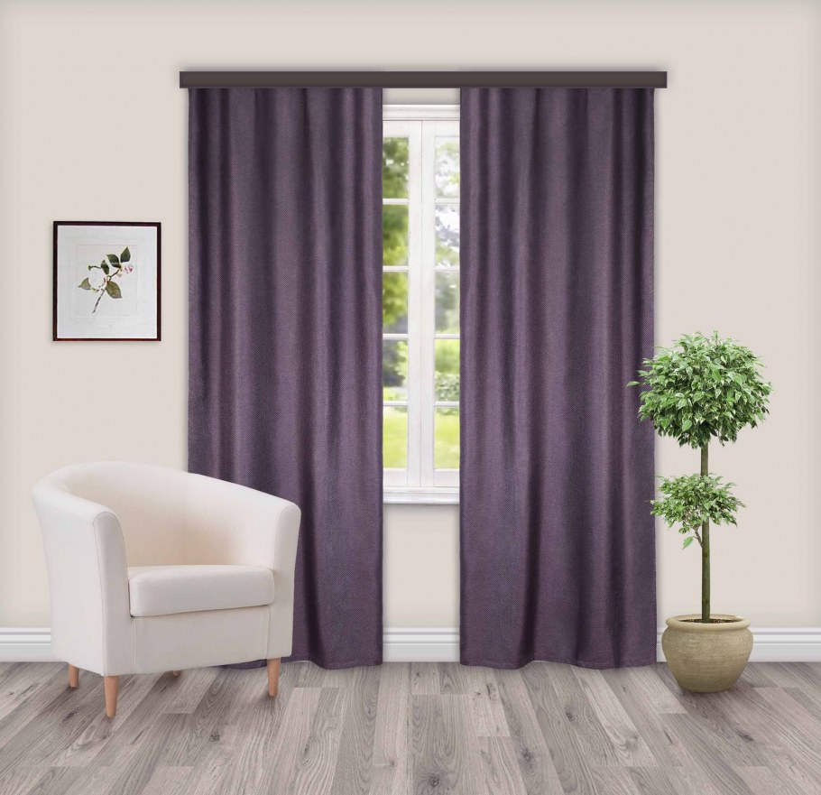 Шторы портьерные блэкаут рогожка сиреневый 190*275 см 2 шт