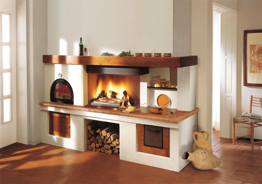 Кухонный гарнитур с камином