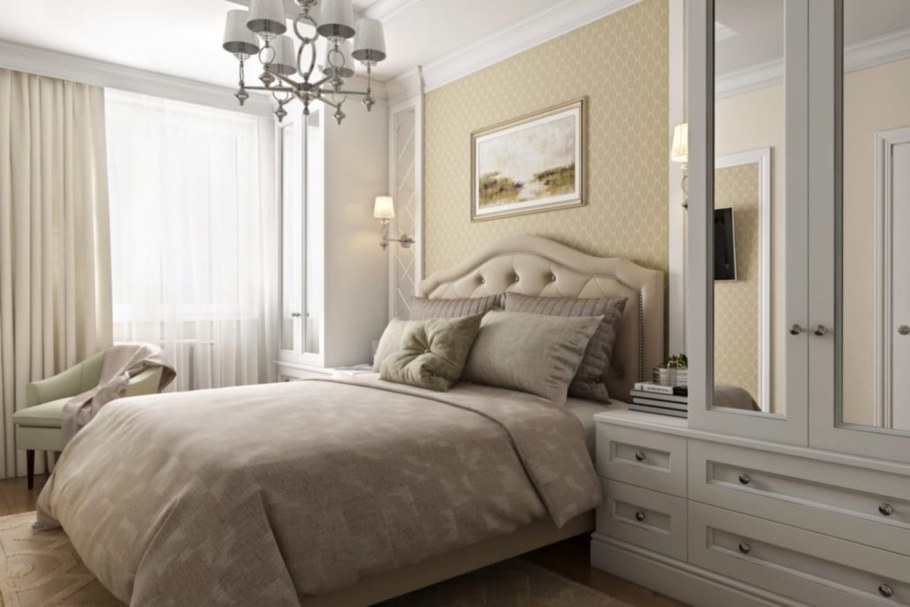 Интерьер спальни в светлых тонах