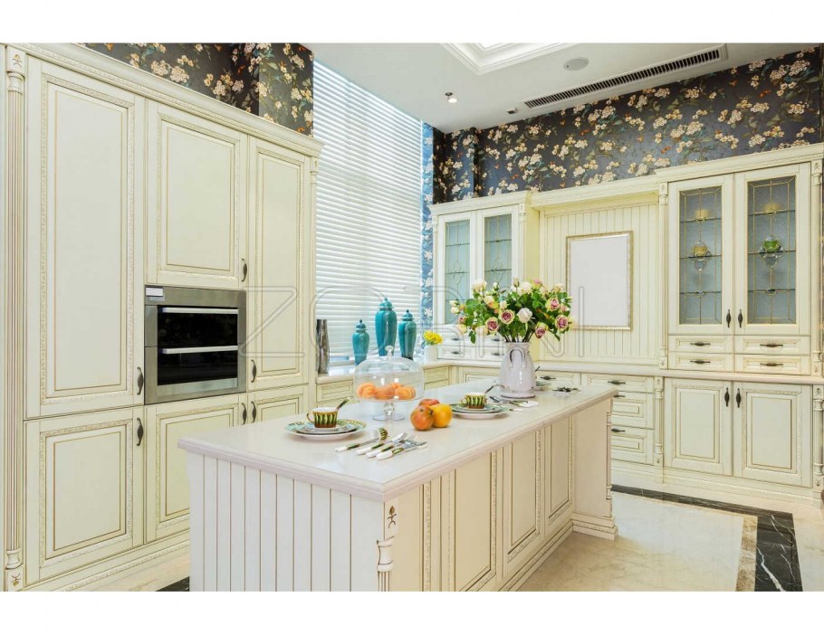 Белая вагонка в интерьере кухни