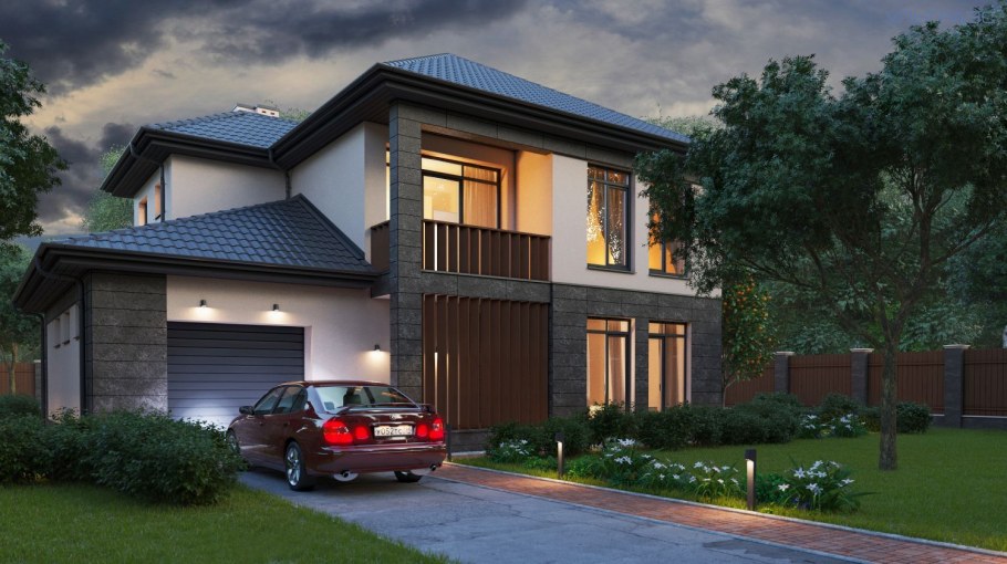 Двухэтажный коттедж с гаражом