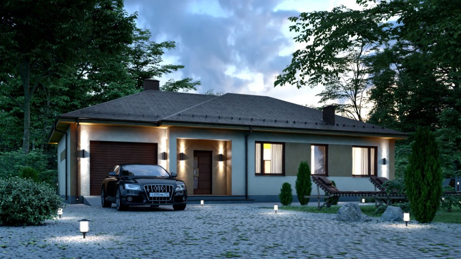 Одноэтажные дома с гаражом