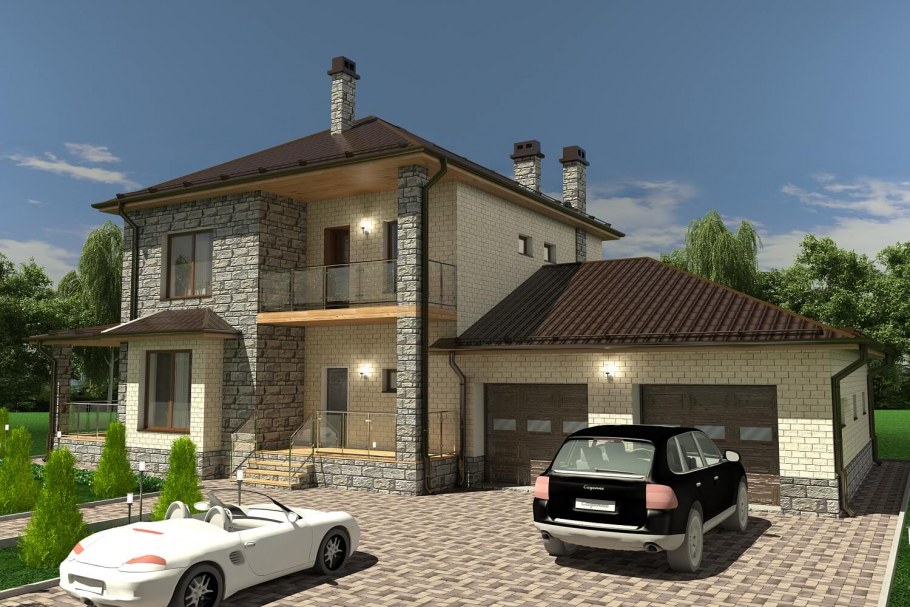 Дизайн дома снаружи с гаражом