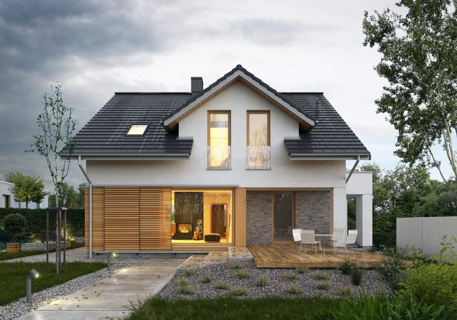 Прямоугольный дом с мансардой