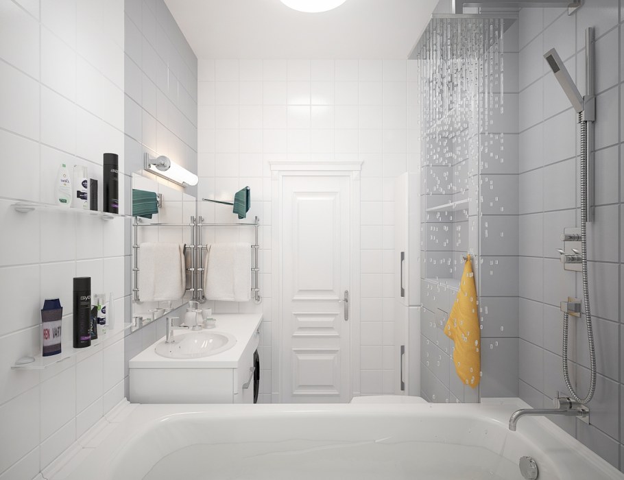 Интерьер ванной комнаты совмещенной с туалетом