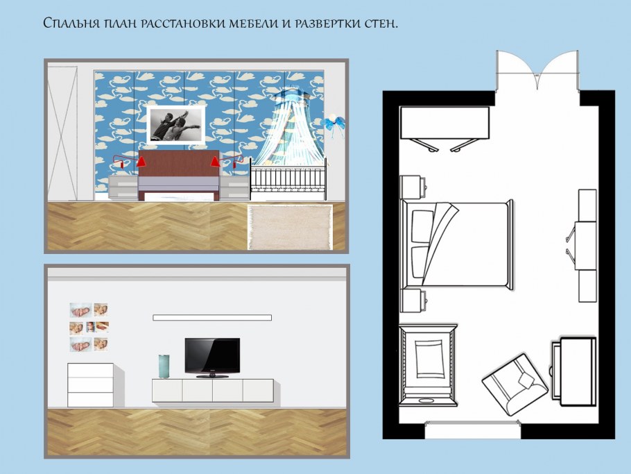 План расстановки мебели в спальне