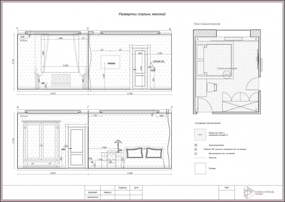 Маркировка разверток на плане