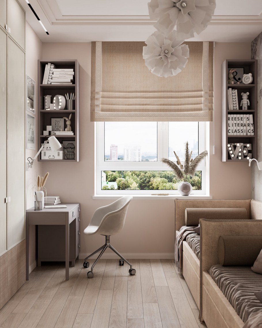 Дизайн комнаты для двух девочек подростков в современном стиле 12 кв.м