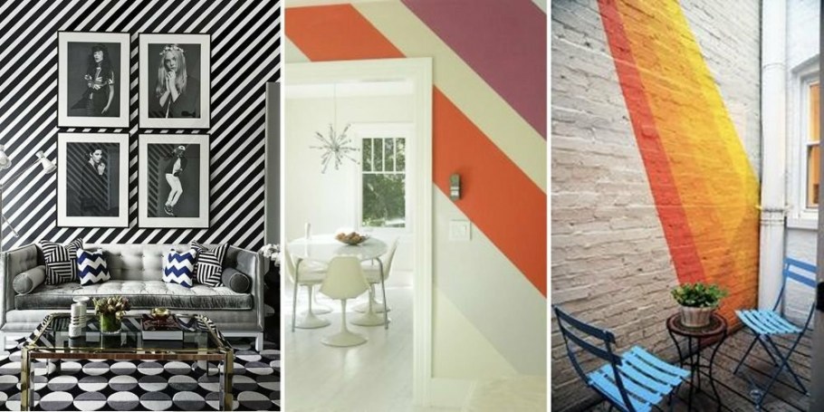 Диагональные полосы на стене