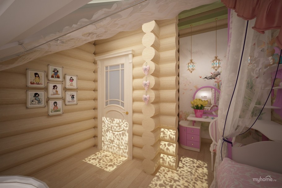 Детская комната в бревенчатом доме