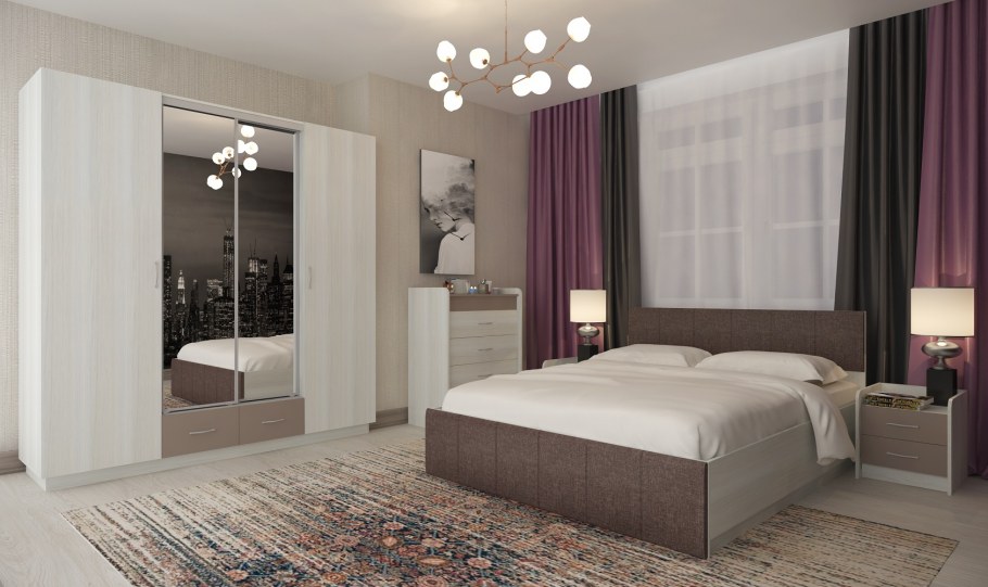 Комод Катрин 6 дуб Эндгрейн/ясень Анкор темный