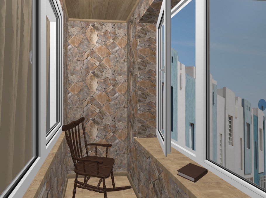 Отделка балкона декоративным камнем