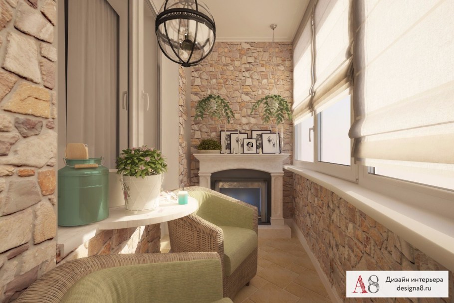 Отделать балкон диким камнем