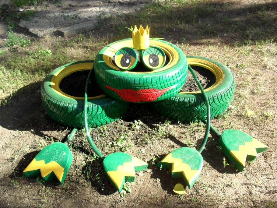 Украшения для сада из покрышек