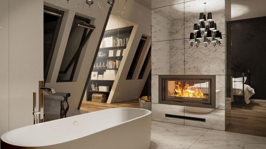 Камин лофт в интерьере