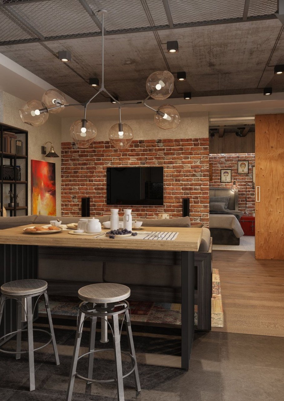 Кухня студия лофт