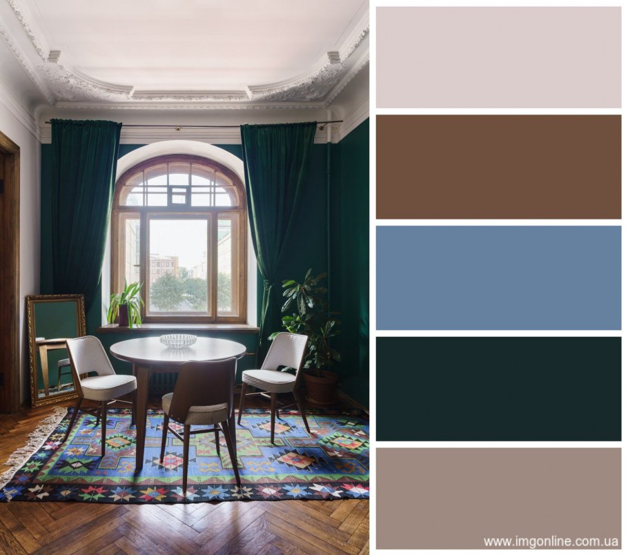 Сочетание цветов с изумрудным в интерьере