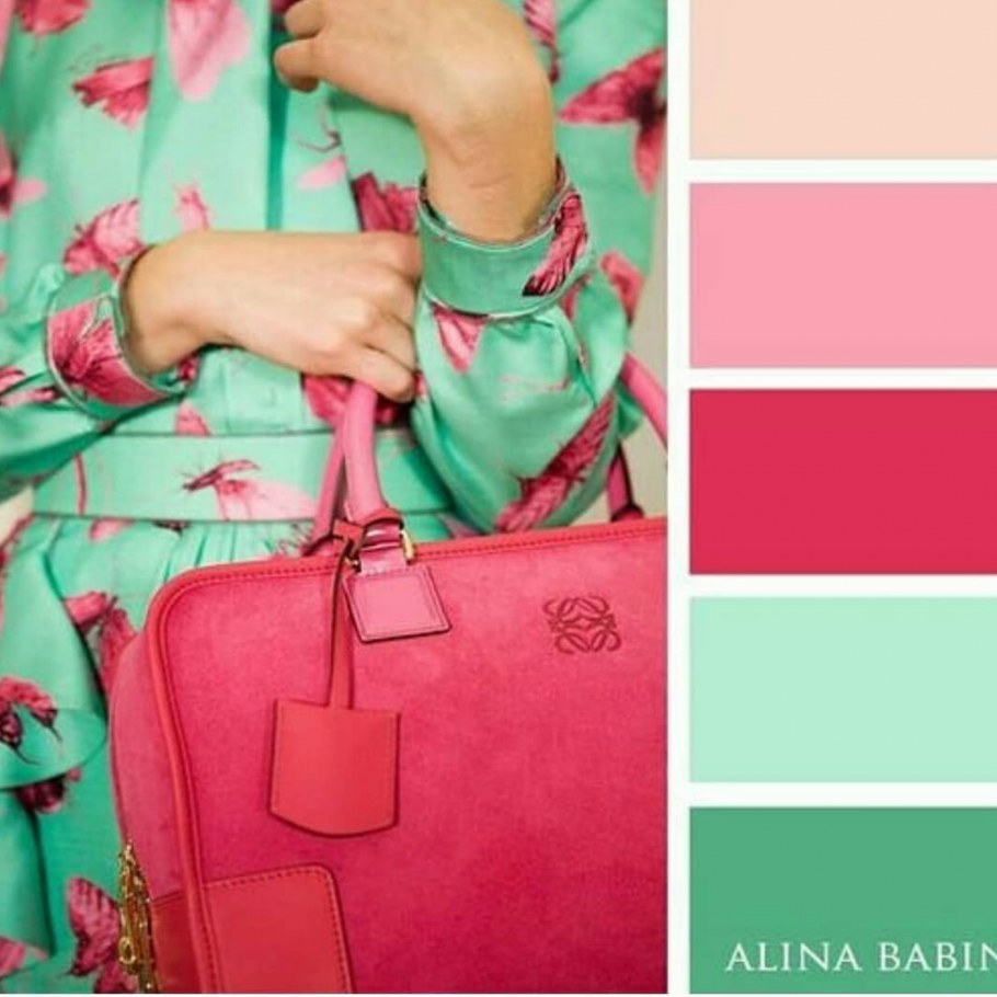 Сочетание розового и бирюзового