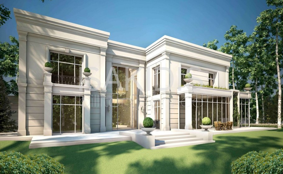 Эксклюзивный особняк фасад из травертина