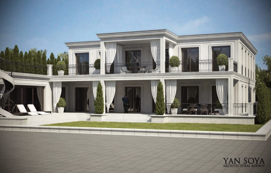 Одноэтажный дом неоклассикf