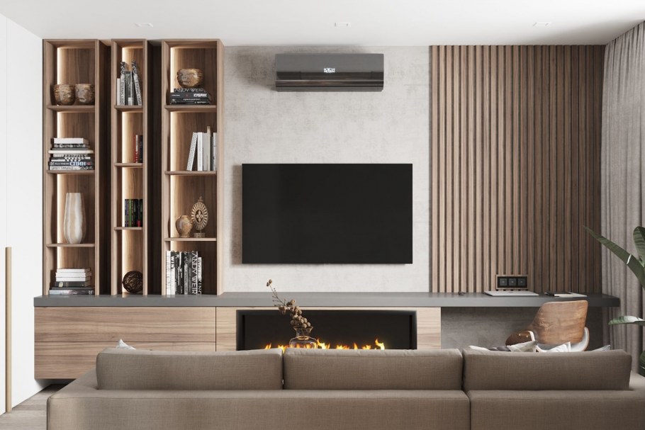 Зона телевизора в гостиной