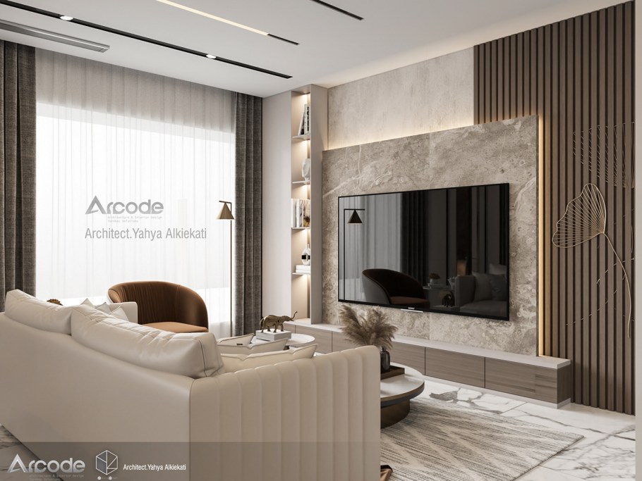 Дизайнерская стена под телевизор