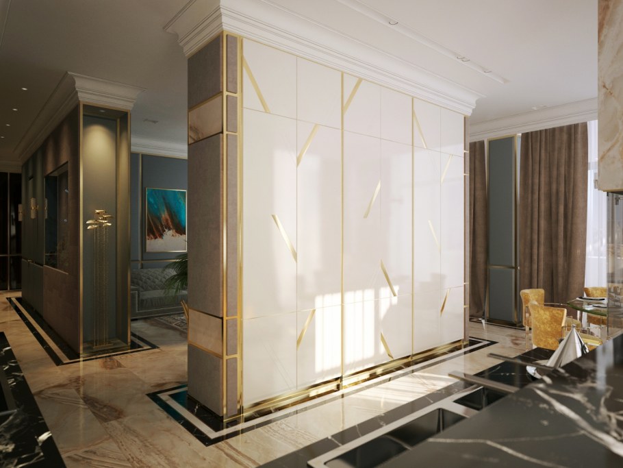 Шкаф ар деко белый