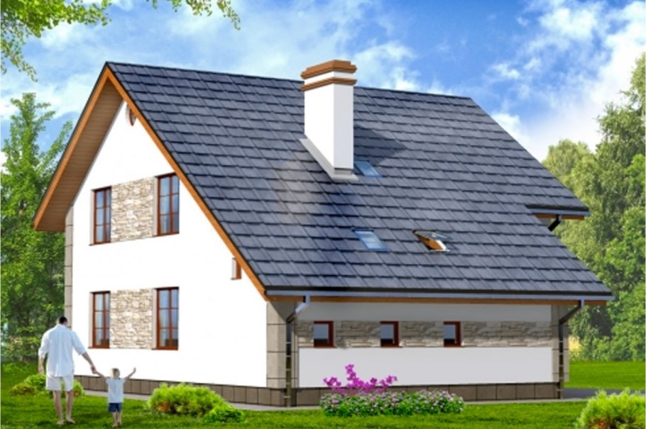 Красивый мансардный дом