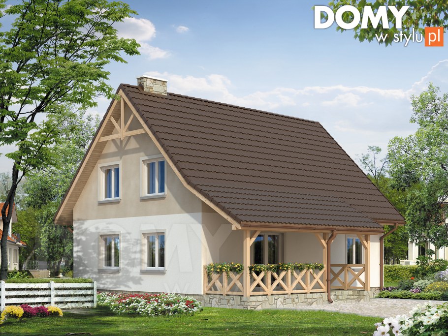 Двухэтажный дом с красной крышей