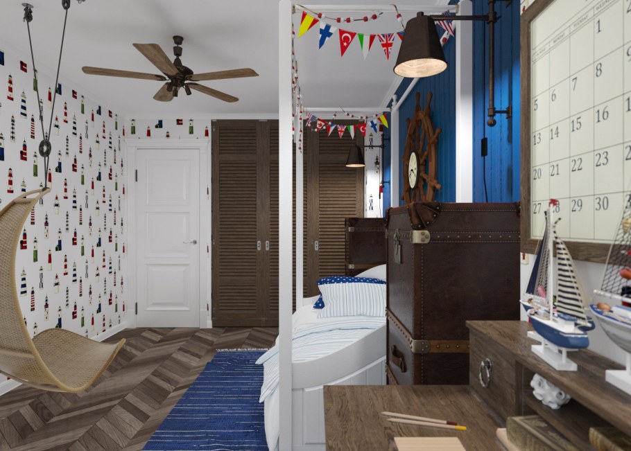 Синие стены в прихожей