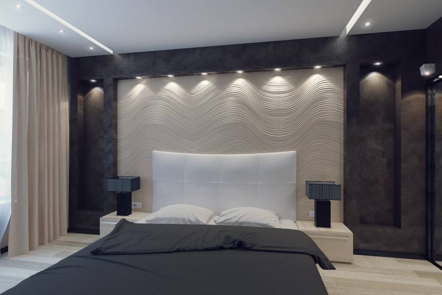 Ниша из гипсокартона в спальне