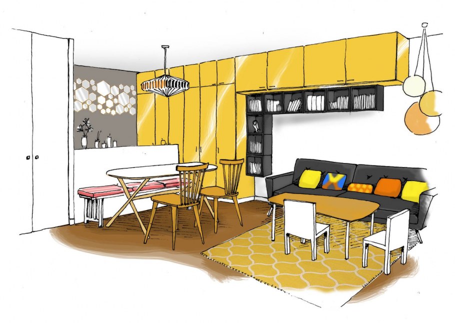 Нарисованная мебель в интерьере