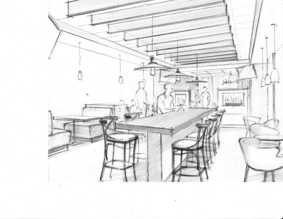 Перспектива интерьера кафе