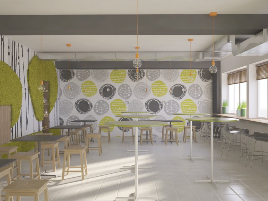 Интерьер школьной столовой