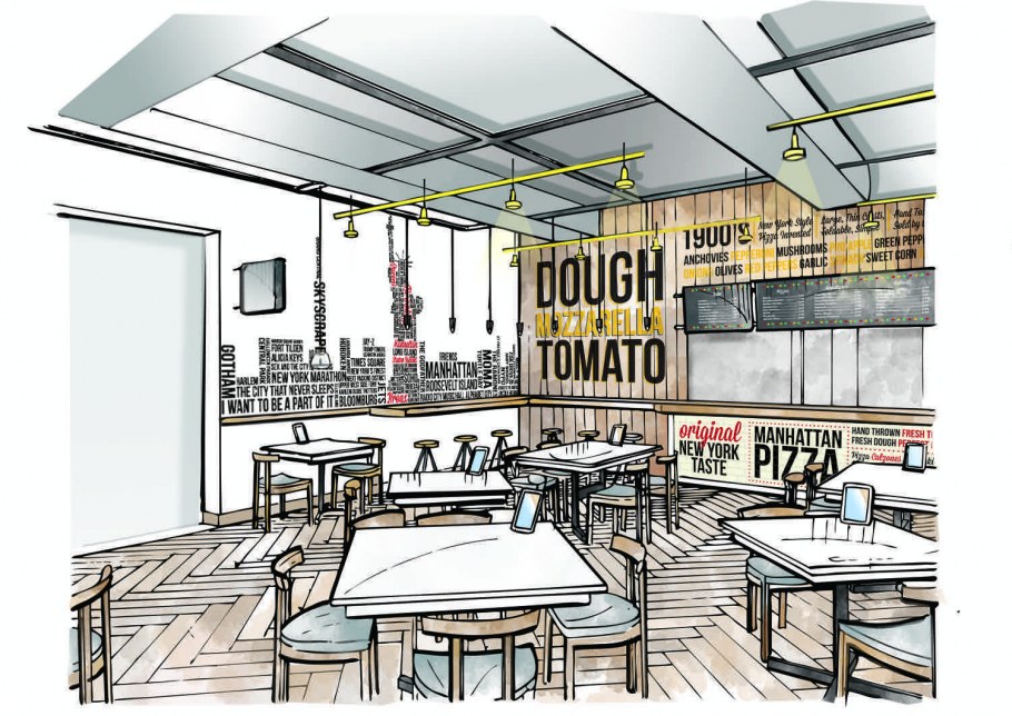 Эскиз интерьера кафе