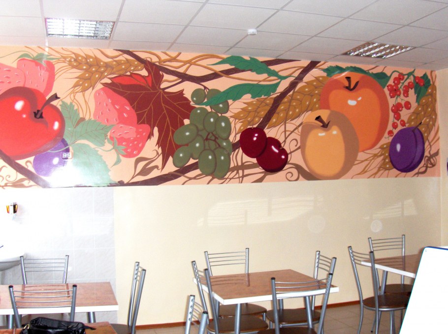 Украшение стен школьной столовой