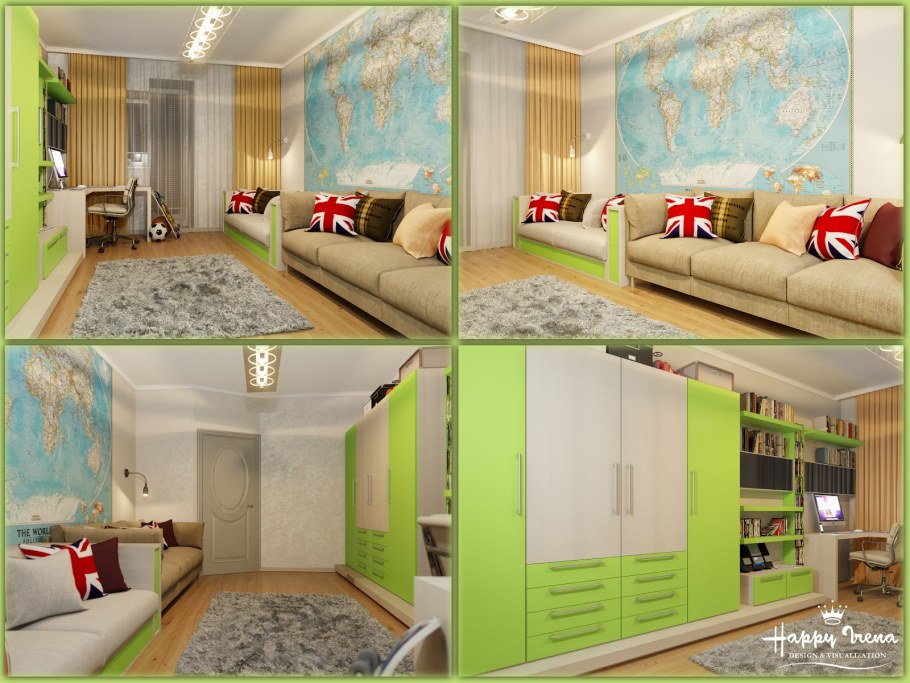 Расстановка мебели в детской комнате для двоих