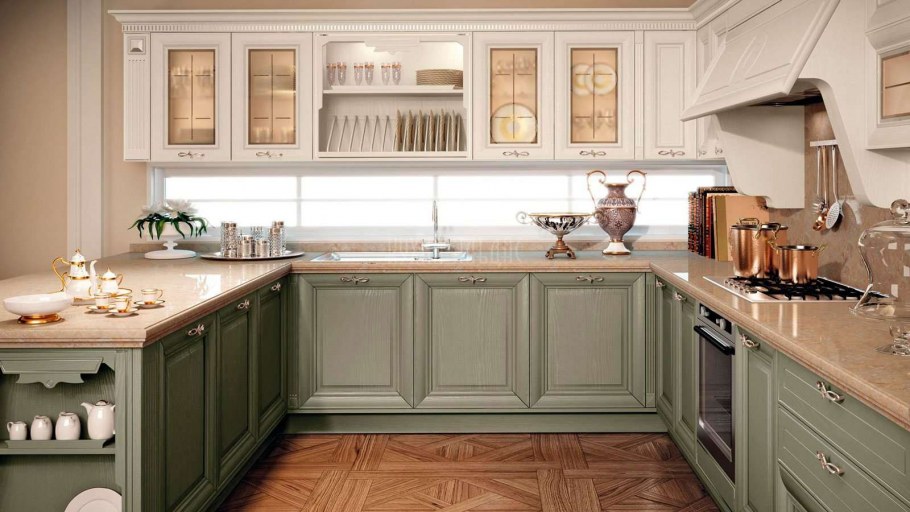 Кухни Неоклассика олива патина