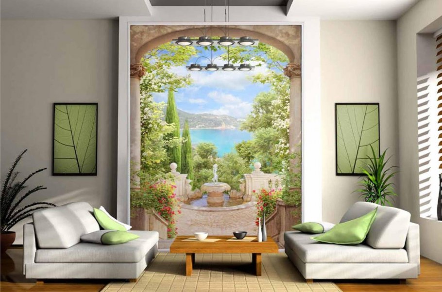 Витраж в нише с подсветкой